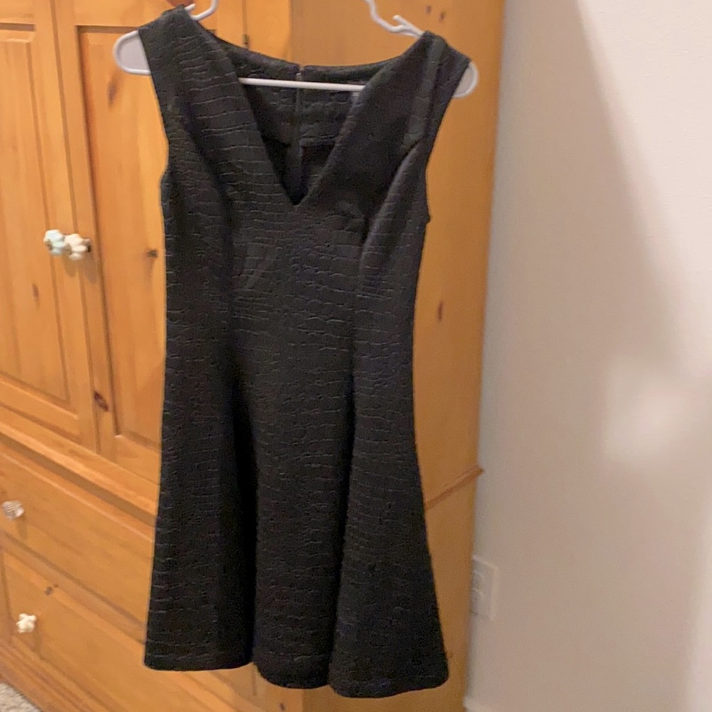 Guess black animal print fit and flare dress